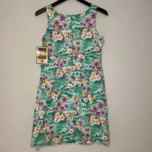 Hilo Hattie Hawaiian Dress Womens 8 Green Purple Floral Sundress Tropical NWT - Picture 5 of 14